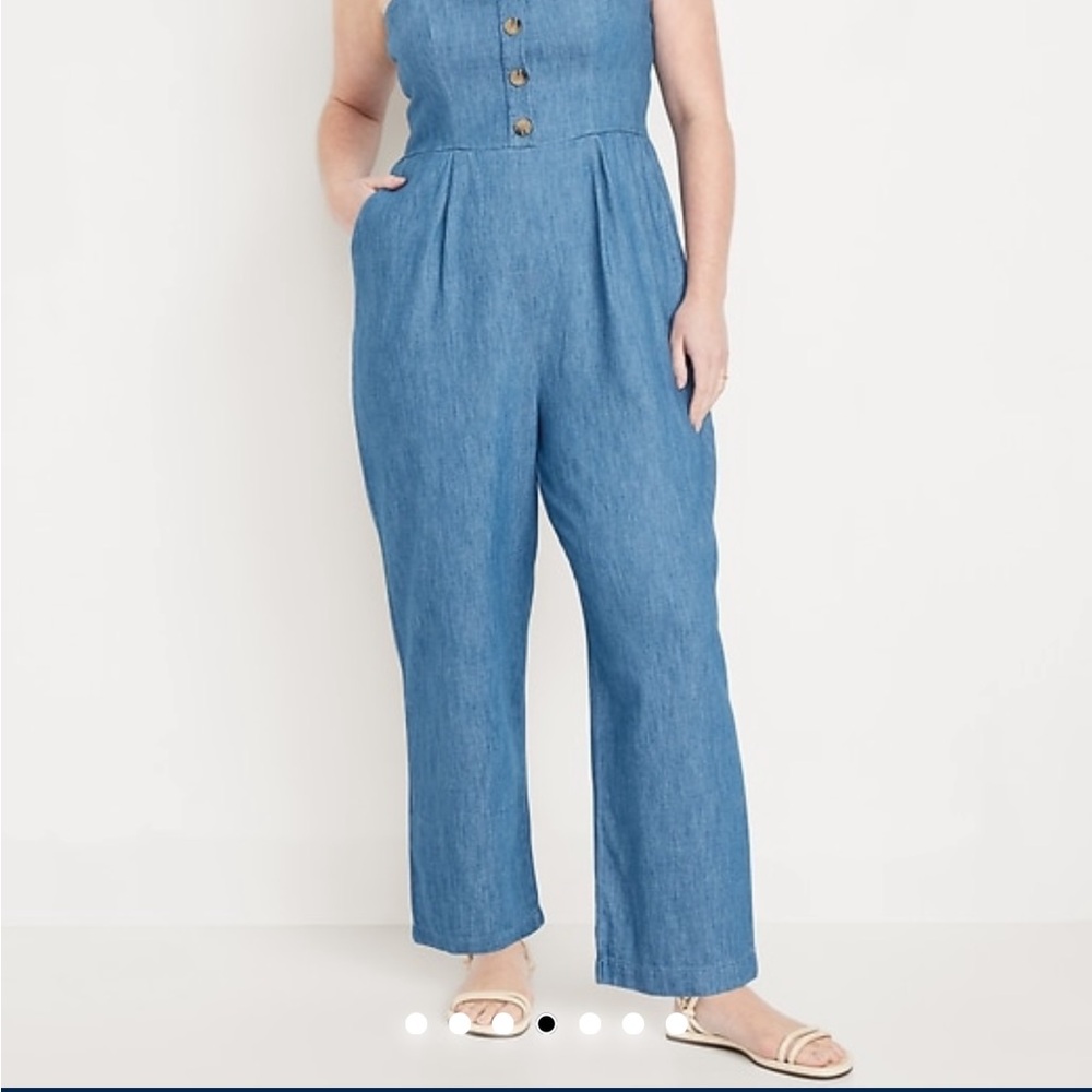 Old Navy Blue Denim Jumpsuit with Gold Buttons - Picture 4 of 9